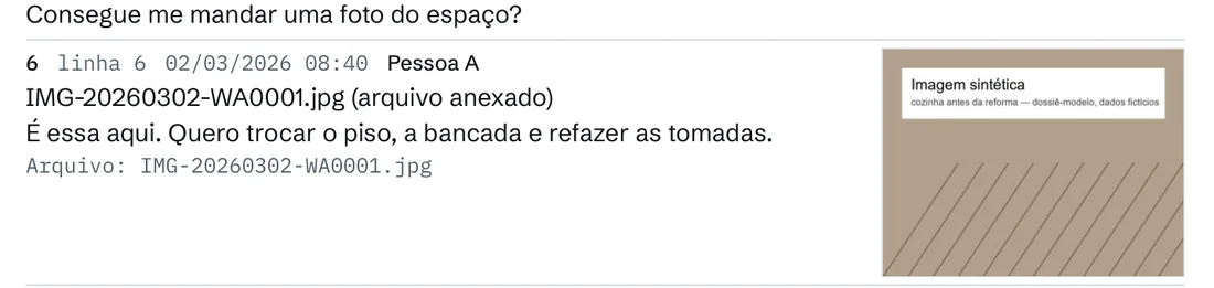 Trecho da conversa com a foto enviada em miniatura ao lado da mensagem